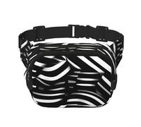 Sac banane carré - Imprimé lignes noires et blanches unique, grande capacité, réglable, pour voyage et sport de plein air