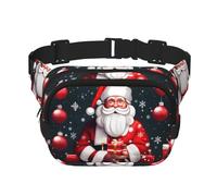 Sac banane carré imprimé Père Noël pour entraînement, randonnée, course à pied, voyage, gym, jolie fermeture éclair tendance