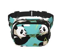 Sac banane carré - Imprimé unique de deux grands pandas mignons, grande capacité, réglable, pour voyage et sport de plein air