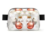 Sac banane carré tendance avec imprimé boules de Noël, tissu sergé résistant à l'eau, sac de poitrine ou sac ceinture, sangle réglable 65-120 cm pour homme et femme