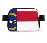 Sac banane carré tendance avec imprimé drapeau de la Caroline du Nord, sac banane multi-poches avec sangle réglable
