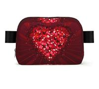 Sac banane carré tendance Happy Valentine's Day avec impression, tissu sergé résistant à l'eau, sac de poitrine ou sac ceinture, sangle réglable 65-120 cm pour homme et femme
