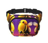 Sac banane carré triple épaisseur abeille avec sangle réglable pour activités de plein air, noir, taille unique, Noir , Taille unique