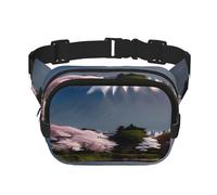 Sac banane carré - Unique Mont Fuji avec imprimé au début du printemps - Grande capacité - Réglable - Pour voyage et sport de plein air