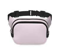 Sac banane carré violet clair double couche avec imprimé intégral, tissu sergé durable, sac banane multi-poches pour sports de plein air voyage
