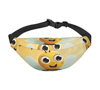 Sac banane Cartoon Bee pour homme et femme - Sac banane partout - Sac banane avec sangle réglable - Sac de poitrine décontracté pour la randonnée en plein air - Noir - Taille unique, Noir , Taille