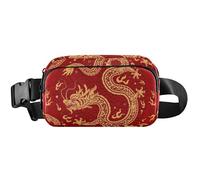 Sac banane chic pour femme, pochette de ceinture imperméable pour femme, motif dragon rouge, 20,3 x 13,5 x 5,8 cm, drôle mignon, chic dragon rouge, 20,3 x 13,5 x 5,8 cm, amusant et mignon, Chic Dragon