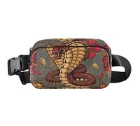 Sac banane chic pour femme - Pochette étanche pour femme - Marron cobra chic - 20,3 x 13,5 x 5,8 cm - Drôle mignon - Marron cobra chic - 20,3 x 13,5 x 5,8 cm, Marron Cobra Chic, 8 x 5.3 x 2.3 inch