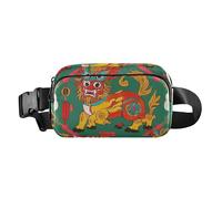 Sac banane chinois culturel porte-bonheur lion tendance pour femmes, hommes, adolescents, grande capacité avec sangle réglable pour le shopping, le sport, le travail