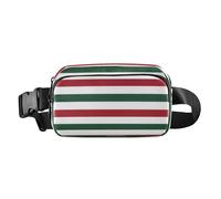 Sac banane classique à rayures rouges et vertes avec fermeture éclair pour petits hommes d'affaires avec sangle réglable pour le shopping, le sport, le travail para hombre de