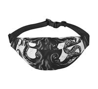 Sac banane classique en forme de pieuvre noire pour homme et femme, sac banane partout avec sangle réglable, sac de poitrine décontracté pour randonnée, cyclisme, noir, taille unique, Noir , Taille