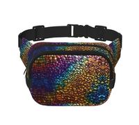 Sac banane classique imprimé peau de serpent avec extension pour homme et femme avec poches zippées, noir, One Size