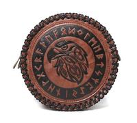 Sac banane classique médiéval en cuir PU polyvalent, vintage, en relief, pochette latérale pour LARP et côté médiéval en cuir PU, marron, Beauté de masse