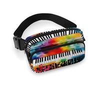 Sac banane coloré avec clavier de piano et sangle réglable pour entraînement en plein air, cyclisme, unisexe, blanc, 20 x 13 cm, sac banane, blanc, 20x13cm, Sac banane