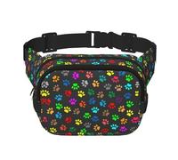 Sac banane coloré avec empreintes de pattes de chien noires pour homme et femme, sac banane tendance pour entraînement, course, voyage, randonnée, Noir , Taille unique