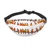 Sac banane coloré avec motif perroquets jaunes sur branche pour homme et femme, sac banane en polyester imprimé pour voyage, marche, sport avec sangle réglable, Noir , Taille unique