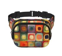 Sac banane coloré avec notes de musique pour homme et femme - Sac banane double réglable pour les voyages, le sport et le quotidien, Carrés d'art abstraits, Taille unique