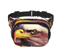 Sac banane coloré avec notes de musique pour homme et femme - Sac banane double réglable pour les voyages, le sport et le quotidien, Feu d'artifice drapeau américain aigle, Taille unique