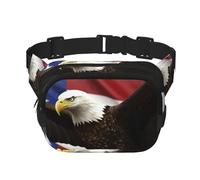 Sac banane coloré avec notes de musique pour homme et femme - Sac banane double réglable pour les voyages, le sport et le quotidien, Drapeau américain Aigle mouche, Taille unique