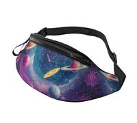 Sac banane coloré avec système solaire réglable, motif cosmique, tendance, imprimé planète, étoile, unisexe, sac banane pour cyclistes - Sac facile d'accès pour clés, cartes et gels énergétiques 14 x