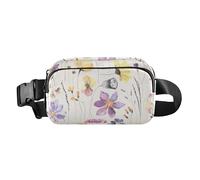 Sac banane coloré de style herbier floral sans couture pour homme et femme, grande capacité, sac à bandoulière avec sangle réglable pour voyage, shopping, course à pied, Herbier floral sans couture
