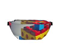 Sac banane coloré en forme de blocs de construction. Grande capacité, imperméable et résistant à la poussière, fermeture éclair sécurisée, convient pour les voyages et les activités de plein air, noir