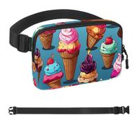 Sac banane coloré Ice Cream-1145 pour homme et femme, sac banane avec sangle réglable, sac banane tendance partout pour voyage, plein air, course à pied, randonnée, Multicolore 01., 1.5x9.0x5.9in