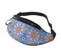Sac banane coloré rétro à taille réglable, sac banane mignon imprimé floral tendance, sac à bandoulière unisexe pour touristes - Sac léger et résistant au vol pour visiter 14 x 35 cm, A23, Taille