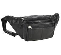 Sac banane compact en cuir véritable - Organiseur de voyage, Noir , One Size, Classique