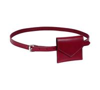 Sac banane compact et tendance style coréen en cuir PU conçu pour les voyageurs avec un grand espace pour les étudiants essentiels, les navetteurs, pochette de voyage, Rouge, Taille unique