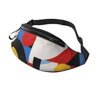Sac Banane Composition in Red Yellow Blue and Black Printed Fanny Pack Tendance Sacoche Bandoulière Femme Et Homme Waist Pack pour Balade Cyclisme Camping