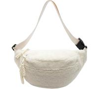 Sac banane confortable en polaire Sherpa - Sac banane unisexe doux en peluche réglable pour voyage, festival, extérieur et utilisation décontractée, blanc, Classique