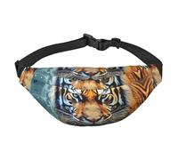 Sac banane Cool Tiger pour homme et femme - Sac banane tendance pour partout - Sac à bandoulière - Sac banane avec sangle réglable - Sac de poitrine imperméable pour voyage, randonnée, sport, noir,