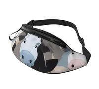 Sac banane Cow Collection pour homme et femme avec prise casque et ceinture réglable pour vélo, course à pied, jogging, voyage, entraînement en plein air, cyclisme, fitness, randonnée, Noir , Taille