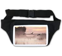 Sac banane Cranes in The Morning Mist Photo Art Blanc