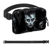 Sac banane Dark Punk Horror Girl pour homme et femme, sac banane avec poches zippées, sac de taille imperméable avec sangle réglable pour l'entraînement, la course, les voyages, la randonnée,