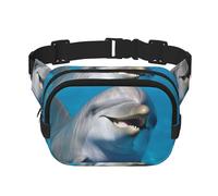 Sac banane dauphin avec un sourire - Petit sac banane tendance - Sac banane léger pour femme et homme - Pour la course à pied, l'entraînement, la randonnée, les voyages