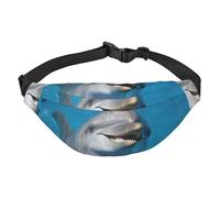 Sac banane dauphin avec un sourire pour homme et femme, sac banane partout avec sangle réglable, sac de poitrine décontracté pour randonnée, cyclisme, noir, taille unique, Noir , Taille unique