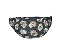 Sac banane Day of The Dead avec motif crâne en sucre pour homme et femme, sac banane réglable décontracté pour le sport, les voyages, la randonnée, la course à pied, le jogging, Noir , Taille unique,