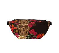 Sac banane Day of the Dead Skull Flowers Sling Bag Chest Daypack pour course à pied, cyclisme, plein air, multicolore, Taille unique, Sac à dos de