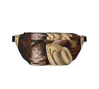 Sac banane de course à pied avec chapeau de cowboy noir imprimé bottes western décontracté léger avec sangle réglable