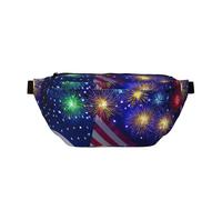 Sac banane de course à pied avec drapeau américain Firework imprimé 4 juillet, sac banane décontracté léger avec sangle réglable