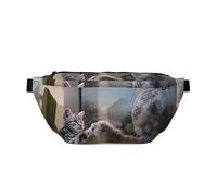 Sac banane de course à pied avec imprimé chat et tigre réfléchissant - Sac banane décontracté léger avec sangle réglable