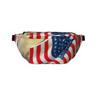Sac banane de course à pied avec motif drapeau américain et aigle - Léger et décontracté - Avec sangle réglable