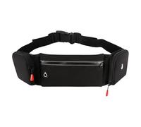 Sac banane de course à pied double poche étanche pour sports de plein air Sac banane d'exercice Fitness Sac de téléphone Poches ceinture réglables, Couleur : noir.