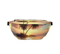 Sac banane de course à pied imprimé feuilles de bananier tropicales pour homme et femme, Sunrise Tropical Palm Tree Island, Taille unique
