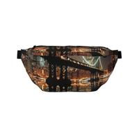 Sac banane de course à pied imprimé papillon violet pour homme et femme, New York Manhattan Bridge Night, Taille unique