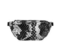 Sac banane de course à pied imprimé peau de serpent noir et blanc pour homme et femme, Peau de serpent noire et blanche, Taille unique