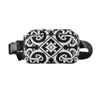 Sac banane de course à pied plat avec motif géométrique Vortex noir mignon pour femme d'affaires petit avec sangle réglable pour voyage, gym, travail, bolsa para hombre de cintura, Motif géométrique