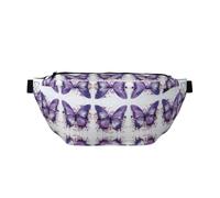 Sac banane de course à pied réglable avec imprimé papillon et peinture à l'huile violette - Léger et confortable - Convient pour le fitness, le jogging, les voyages